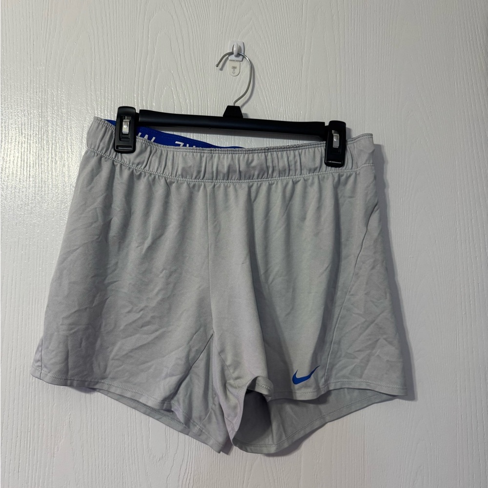 Nike Light Gray Shorts with Blue Waistband